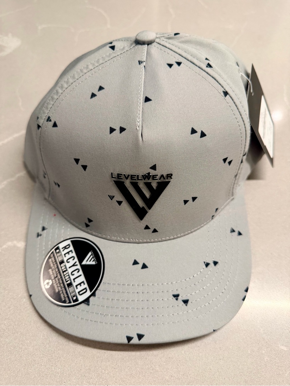 Men’s Levelwear Light Gray Snapback Hat with Triangle Print